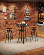 Round Bar Table, Set of 2 Small Kitchen Dining Tables, 2-Tier High Top & Counter Height Dining Table, for Bistro, Pub, Kitchen, Living Room, Black TBT03P2BB - Image 3