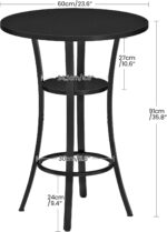 Round Bar Table, Set of 2 Small Kitchen Dining Tables, 2-Tier High Top & Counter Height Dining Table, for Bistro, Pub, Kitchen, Living Room, Black TBT03P2BB - Image 4
