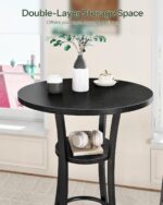 Round Bar Table, Set of 2 Small Kitchen Dining Tables, 2-Tier High Top & Counter Height Dining Table, for Bistro, Pub, Kitchen, Living Room, Black TBT03P2BB - Image 6