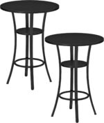 Round Bar Table, Set of 2 Small Kitchen Dining Tables, 2-Tier High Top & Counter Height Dining Table, for Bistro, Pub, Kitchen, Living Room, Black TBT03P2BB - Image 9