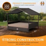 Huntley Pet Rattan Wicker Indoor Outdoor Cabana Raised Pet Bed with Canopy, Weather Proof Cushion Cover - Image 3
