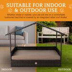 Huntley Pet Rattan Wicker Indoor Outdoor Cabana Raised Pet Bed with Canopy, Weather Proof Cushion Cover - Image 5