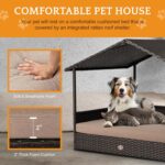 Huntley Pet Rattan Wicker Indoor Outdoor Cabana Raised Pet Bed with Canopy, Weather Proof Cushion Cover - Image 6