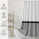 Seasonwood Black and White Shower Curtain Striped with Tassels for Bathroom Decor,Heavy Weighted 72-Inch, 72 x 72 - Image 6