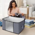 Fab totes 6 Pack Clothes Storage, Foldable Thick Fabric Blanket Storage Bags, Containers for Organizing Bedroom, Closet, Clothing, Comforter,Closet Organization with Handle,Grey - Image 4