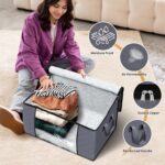 Fab totes 6 Pack Clothes Storage, Foldable Thick Fabric Blanket Storage Bags, Containers for Organizing Bedroom, Closet, Clothing, Comforter,Closet Organization with Handle,Grey - Image 5