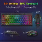 Redragon Wireless Gaming Keyboard and Mouse Combo, Bluetooth/2.4G/USB-C, RGB Backlit, Macro Keys, Rechargeable, Software Support, 60% Portable Quiet Membrane Keyboard & 12800 DPI Mouse - Image 9