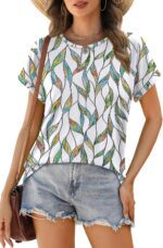 WEESO Womens T Shirts Crew Neck Rolled Short Sleeve Basic Summer Tops 2025 Casual Tees Curved Hem - Image 4