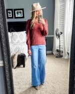 GRAPENT Pull On Womens Jeans Baggy Stretchy High Waisted Denim Wide Leg Trouser Pants Trendy Front Seam 90s Loose Jean - Image 6