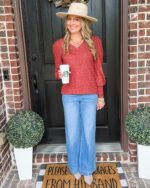 GRAPENT Pull On Womens Jeans Baggy Stretchy High Waisted Denim Wide Leg Trouser Pants Trendy Front Seam 90s Loose Jean - Image 9