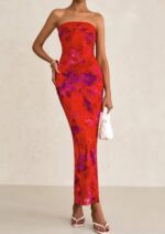 PRETTYGARDEN Womens Summer Printed Tube Maxi Dress Strapless Bodycon Sleeveless Night Out Long Dresses - Image 4