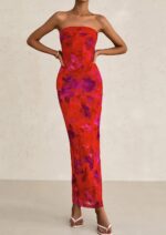 PRETTYGARDEN Womens Summer Printed Tube Maxi Dress Strapless Bodycon Sleeveless Night Out Long Dresses - Image 5