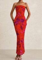 PRETTYGARDEN Womens Summer Printed Tube Maxi Dress Strapless Bodycon Sleeveless Night Out Long Dresses - Image 7