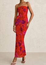 PRETTYGARDEN Womens Summer Printed Tube Maxi Dress Strapless Bodycon Sleeveless Night Out Long Dresses - Image 8