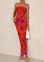 PRETTYGARDEN Womens Summer Printed Tube Maxi Dress Strapless Bodycon Sleeveless Night Out Long Dresses - Image 9