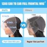 13x6 Body Wave Lace Front Wigs Human Hair Pre Plucked 22 Inch 200% Density HD Transparent Lace Frontal Wigs Human Hair for Women Glueless Wigs Human Hair Natural Black Color - Image 6