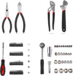TLGREEN 95 Piece Tool Set, Tool Kit, Mechanics Tool Set, Portable Toolbox with Adjustable Wrench Pliers Socket Bits, with Plastic Toolbox, for House Apartment Garage (Red) - Image 6