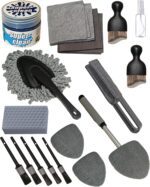18Pcs Professional Car Interior Detailing Kit All-in-One Cleaning Tools for Windows, Dashboard, Vents, Windshield Cleaner Brush, Magic Sponge, Chamois Cloth, Detailing Brushes & Accessories - Image 2