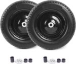 (2-PACK) 4.80/4.00-8" Flat Free Tire and Wheel - Universal Fit 14.5" Solid Wheelbarrow Tires with 3" Hub and 5/8" Bearings – Extra Adapter kit includes 3/4" Ball Bearings, 1" and 1/2" Nylon Spacers - Image 2
