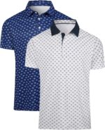 2 Pack Men's Golf Polo Shirts Short Sleeve Dry Fit Print Performance Mositure Wicking Golf Shirts for Men Casual - Image 2