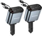 [2 Pack] Retractable Car Charger 4 in 1 Fast Car Phone Charger 69W, USB C Car Truck Accessories Adapter with 2X Retractable Charger Cords and 2X USB Ports for i Phone 16/15/14/13, for Samsung S25/S24 - Image 2