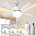 2-in-1 Socket Fan Light with Remote, Small Ceiling Fans with Lights, 3 Colors Dimmable LED Light Bulb Fan, 1000LM, Easy Install Screw-in E26 Base for Bedroom Kitchen Garage Living Room - Image 2