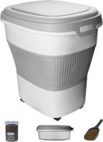 28-30Lbs Dog Food Storage Container, Collapsible Dog Food Container with Lid,Multifunctional Pet Food Storage Container for Dog,Cat,Rice,Flour,Pet Food Scoop and Small Container - Image 2