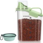 3-5Lbs Small Cat and Dog Food Storage Containers BPA Free, Airtight Pet Food Storage Containers with Large Pour Spout/1 Measuring Cup/ 3 Safety Locks and double-layer silicone strip（Bright Green1Pack） - Image 2