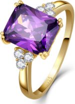 3.5ct Simulated Gemstone Ring 925 Sterling Silver 10x8mm Radiant Cut Sapphire|Emerald|Amethyst|Cubic Zirconia Ring Birthstone Rings for Mothers Valentines Thanksgiving Day Size 5-10 - Image 2