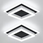 32W Modern LED Ceiling Light, Small Flush Mount Light Fixture, Kitchen Ceiling Lighting Fixtures 6000K, Square Hallway Lighting Fixtures for Living Room Bedroom Bathroom 2 Pack - Image 2