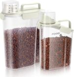 8-12 LBS Cat Dog Pet Food Storage Container, Plastic Dispenser Upgraded Large Nozzle, BPA-free, With Sealed Clasps, Measuring Cup and Handle, Easy to Clean and Carry -2 Packs Beige - Image 2