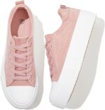 Adokoo Women's Platform Sneakers Corduroy White Sneakers Shoes for Women Black Low Top Lace Up Casual Fashion Walking Shoes - Image 2