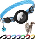 Airtag Cat Collar Breakaway, Reflective Kitten Collar with Apple Air Tag Holder and Bell for Girl Boy Cats, 0.4 Inches in Width and Lightweight (Blue) - Image 2