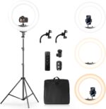 Aureday 22" Big Ring Light with 72" Tripod Stand and Phone Holder, Large LED Ringlight for Photography/Barber/Makeup/Tattooing, Ring Studio Light for Smartphones&Lightweight Cameras - Image 2