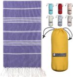 BAY LAUREL Turkish Beach Towel with Travel Bag 39 x 71 Quick Dry Sand Free Lightweight Large Oversized Towels Light - Image 2