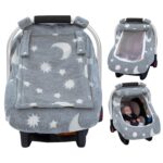 Baby Car Seat Cover, Carseat Covers Baby Glow in The Dark, Fleece Plush Infant Car Seat Cover for Girls Boys, Car Seat Canopy with Peep Mesh Windows, Universal Carrier Cover for All Seasons - Image 2