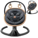 Baby Swings for Infants, Fasonbaby Bluetooth Infant Swing with Music Speaker with 3 Seat Positions, 5 Speeds and Remote Control - Portable Baby Swing for Indoor and Outdoor (Black) - Image 2