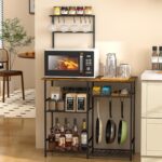 Baker's Rack for Kitchen with Storage, Microwave Stand with Adjustable Shelves and 10 S Hooks, 6-Tier Coffee Bar Station, Kitchen Shelves for Spices, Pots, Rustic Brown - Image 2
