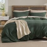 Bedsure Luxury Waffle Duvet Cover Queen Size - Textured Duvet Cover Set, Soft, Breathable Bedding Set (90"x90") with 2 Pillow Shams for All Season, Forest Green, Comforter Not Included - Image 2