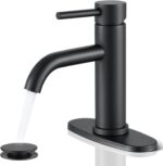 Black Bathroom Faucet, WINKEAR Single Hole Bathroom Faucet with Pop-up Drain and Flexible Hoses, Single Handle Faucet for Bathroom Sink, Vanity, RV, Modern Farmhouse, Suitable for 1 Hole or 3 Hole - Image 2
