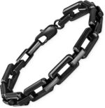 Bracelets for Men,Black Stainless Steel for Men Bracelets,Trendy Paperclip Short Bracelets Gifts for Husband Father Friends - Image 2