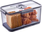 Bread Box Bread Boxes for Kitchen Counter Airtight, Time Recording Bread Storage Container with Lid, Bread Keeper for Homemade Bread, Toast, Bagel, Donut and Cookies, Grey - Image 2