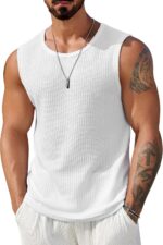 COOFANDY Mens Casual Tank Tops 2 Pack Waffle Knit Sleeveless Shirt Breathable Tank Shirts Summer Muscle Tee - Image 2