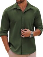 COOFANDY Mens Long Sleeve Button Down Shirts Casual Untucked Shirts Stretch Shirts - Image 2
