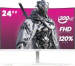 CRUA 24" Curved Gaming Monitor, 165Hz/200Hz Computer Monitor, FHD 1920x1080, 120% sRGB, AMD FreeSync, Blue Light Filter, for Gaming & Office, Wall Mountable- White - Image 2