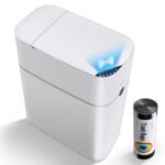 CTIME Touchless Automatic Bathroom Trash Can with Lid - 3 Gallon Slim Motion Sensor Garbage Can for Bedroom, Kitchen, Office - White (6" W x 11" L x 13" H) - Image 2