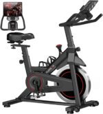 CURSOR FITNESS Exercise Bike, Stationary Bikes for Home, 300 LBS Capacity, Workout Bike with Silent Belt Drive, Indoor Cycling Bike with Extra Comfort Seat/IPad Mount/3 Bottle Holders - Image 2
