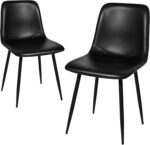 CangLong Black Dining Chairs Set of 2 , PU Leather Modern Armless Kitchen Dining Room Chairs , Upholstered Accent Side Chairs with Metal Legs for Kitchen & Living Room - Image 2