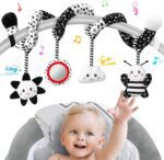 Car Seat Toys Hanging and Stroller Toys for Babies 0-6 Months，High Contrast Baby Toys for Newborn 0 3 Months Brain Development,Black and White Baby Toys for Crib Mobile，Infant Ideal Gift - Image 2