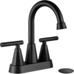 Cobbe Bathroom Faucets for Sink 3 Hole, 4 Inch with Pop Up Drain and 2 Supply Hoses, 2 Handle Centerset Bathroom Faucet for Sink Vanity, Midnight Black Matte - Image 2